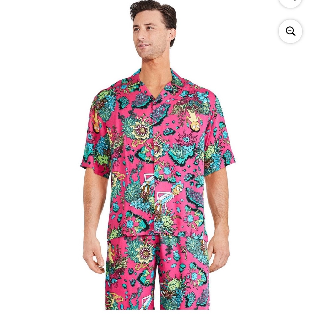 Vibrant Rick and Morty print  Short Sleeve Shirt and short set